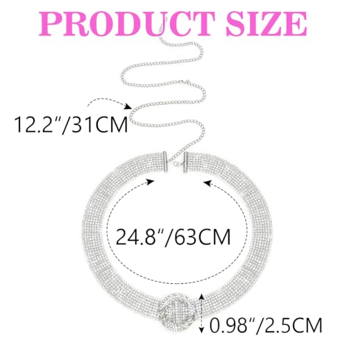Silver Rhinestone Belts Fashion Sparkly Chain Belts for Women4
