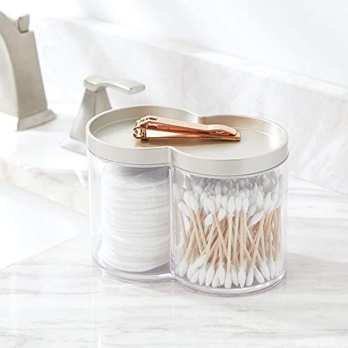 Mdesign Plastic Canister Jar Organizer Set With Storage Lid - Home Decor Holder For Bathroom/Restroom Vanity Countertop, Cabinet - Holds Cotton Balls, Soap, Lumiere Collection, Clear/Matte Satin #TOP1
