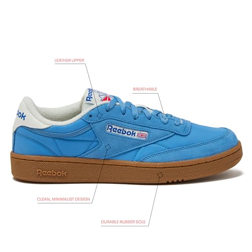 Reebok Reebok Club C 85 Mens Tennis Shoes, Casual Fashion White Sneakers for Men, Essential Blue/Chalk/Gum, 10.5