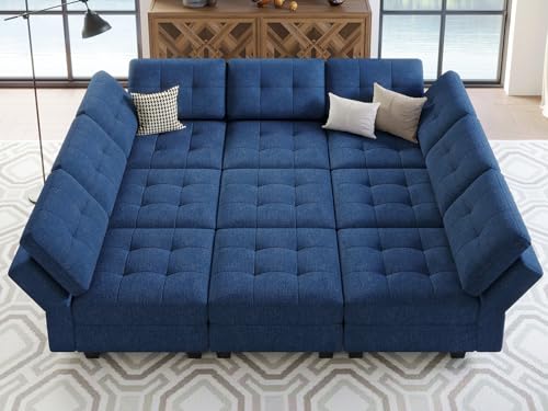 Belffin Modular Sectional Sleeper Sofa with Storage Oversized 9 Seat