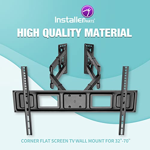 Installerparts 32"-70" Tv Corner Mount – Swivel/Tilt – 20" Dual Extension Arm – Heavy Duty Lcd Led Tv Monitor Flat Panel Screen, 6Ft Hdmi Cable #TOP1