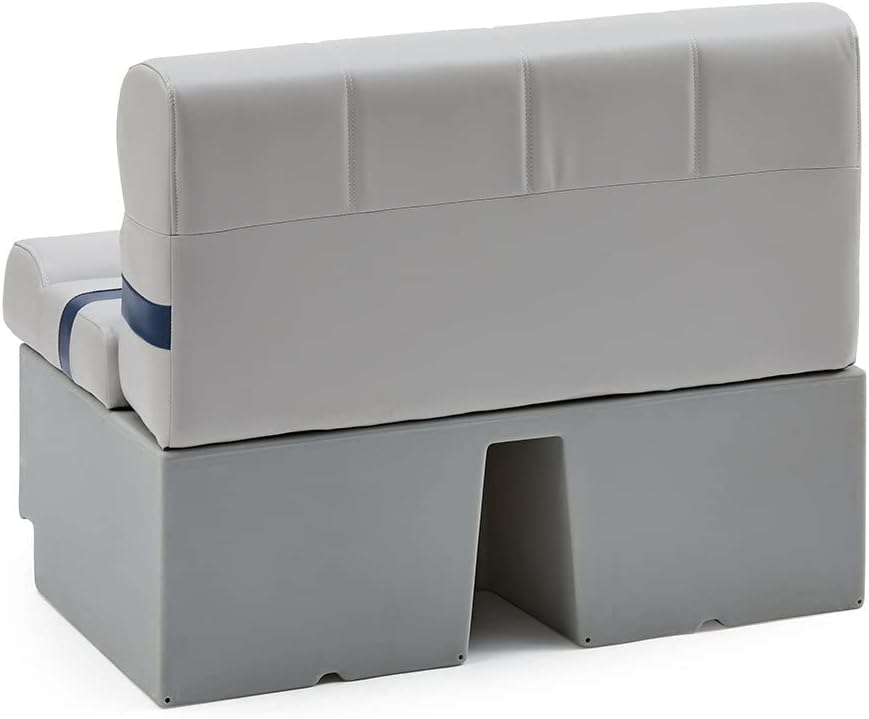 DeckMate Complete 38" Premium Pontoon Boat Seat Bench and Base - Gray, Blue and Charcoal