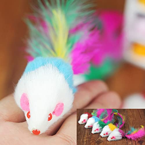 Zzjbgs 10 Furry Pet Cats, Toy Mice, Cat Toy Mice, Cat Pet Toys, Feather Tails, Interactive Cat Toys For Indoor Cats And Kittens (10 Feather Mice) #TOP3