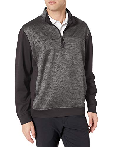 PGA TOUR Men's Long Sleeve Quarter Zip Midweight Pullover, Grey Heather, M