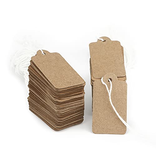 jijAcraft | Etiquetas Precio con Cuerda | 500 Piezas | 25mm x 45mm | Etiquetas Marcado Kraft Pequeñas para Joyeria Ropa | Etiquetas Regalo Marrón Cover