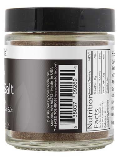 Viva Doria Hickory Smoked Sea Salt, Fine Grain, Hickorywood Smoked Salt, 142g Glass Jar