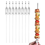 Skewers for Grilling-17" (8 Pack) 304 Stainless Steel Flat Skewers for Grilling with Slider, Anti-Roll Metal Skewer for Kabobs Reusable Metal Kabob Skewer for Grilling for Meat, BBQ Accessories