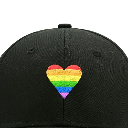 Image of LGBT Pride Baseball Hat, Embroidered Rainbow Heart Hat, Adjustable Gay Lesbian Love Cap for Men Women
