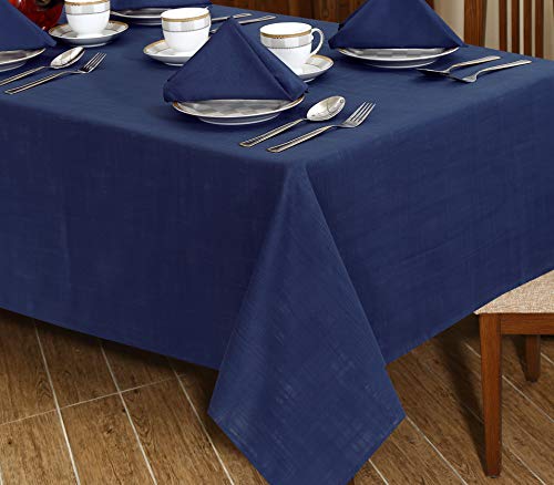 Ruvanti Table Cloth 60X84 6-8 Seats. Premium 100% Cotton Rectangle Tablecloth. Washable & Reusable Table Cloths. Blue Table Cover For Buffet, Parties, Holiday Dinner, Wedding. #TOP7