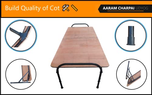 Image of Plywood Folding Bed Cot for Sleeping Space Saving Heavy Metal Frame| Portable | Multipurpose | Lightweight (Brown) (Round, 2.5X6 ft or 30X72 inch)