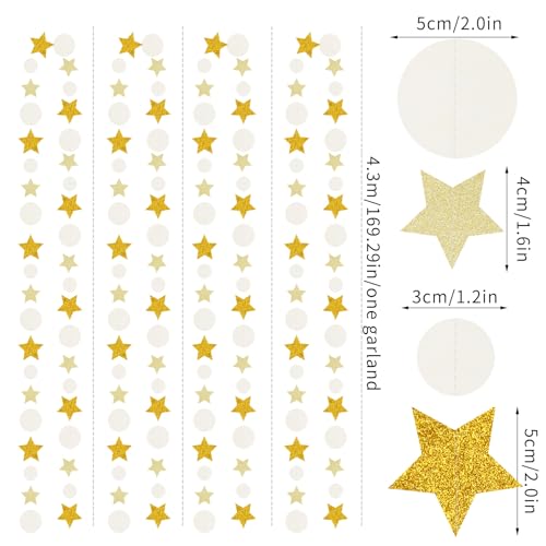 Image of White-Gold Wedding Engagement Party-Decorations Garland - 52Ft Boho Anniversary Brunch Hanging Decoration Streamers Banner, Bachelorette Neutral Baby Bridal Shower Birthday Decor Panduola
