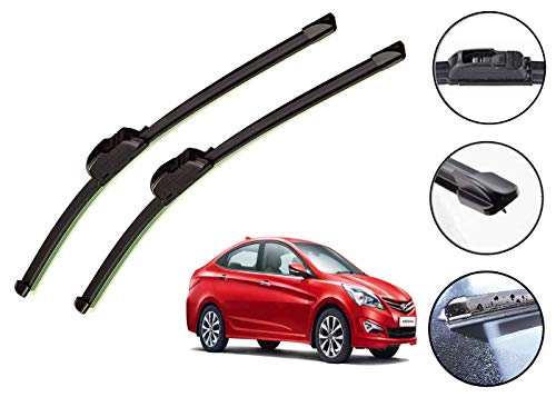Image of Auto Hub Car Wiper Blades Compatibility With Hyundai Verna Fluidic - Set of 2 Pcs (D-24,P-16)