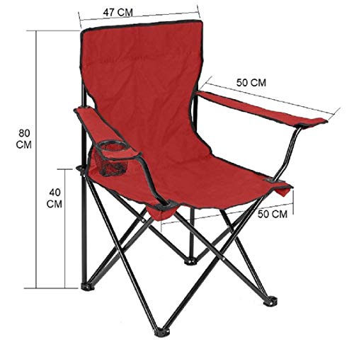 Image of Camping Folding Chair Outdoor Garden, Picnic, Travelling, Lawn, Patio Outdoor Chairs with Carrying Bag (RED, Polyester /Steel)
