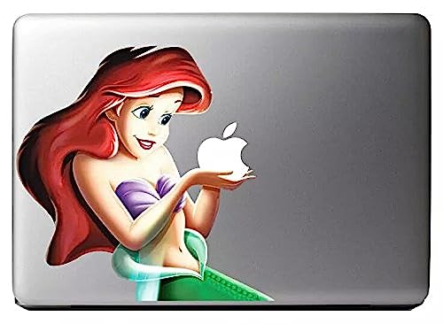 Tpglobe Cartoon Mermaid Ariel Macbook Decals Sticker , Character Removable Vinyl Skin Apple Sticker Macbook Decal Cover for Macbook Air Pro Retina 13 15 Inch