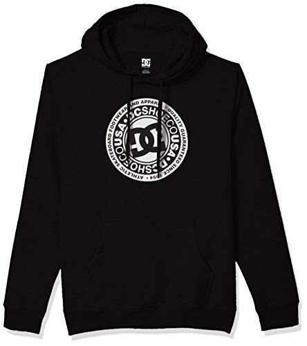 DC Men's Circle Star Pullover Fleece, Black/Snow White, S