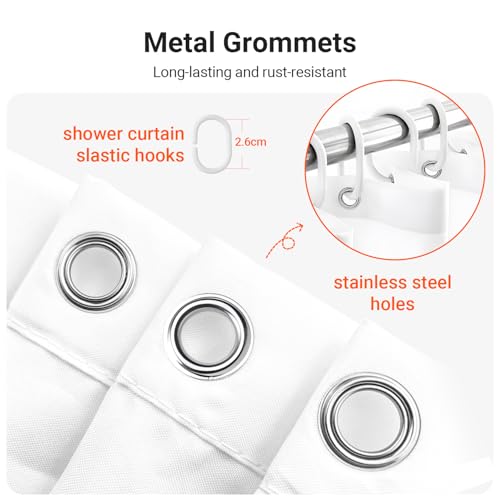 Lerores Shower Curtain 100 x 200 cm, Cat Swimming Anti-Mould Textile, Weighted Hem, Water-Repellent, Washable Polyester Fabric Bath Curtains with 6 Eyelets and Shower Curtain Rings for Bathroom, - Image 4