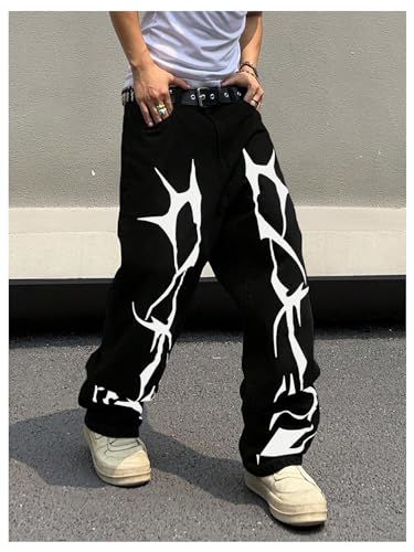 Floerns Men's Graphic Print Jeans Wide Leg Y2k Streetwear Baggy Denim Pants4
