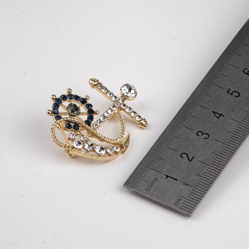 Image of Personality Pearl Crystal Anchor Fashion Brooch Pin Women's Clothing Accessories Jewelry Crystal Boat Anchor Brooch Rudder Brooch Pin