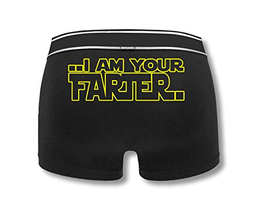 SmartyPants I AM YOUR FARTER Funny Mens Boxers- Fathers Day Dads Birthdays (Medium Black Prime)