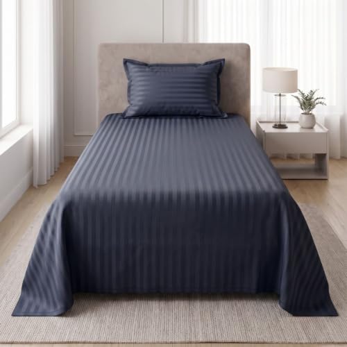 Image of Living Roots Glace Cotton 180 TC Single Bedsheet with 1 Pillow Cover |Single Size 60 x 90 Inches |Soft, Breathable & Durable |Fits Mattress up to 4 Inches |No Colour Bleeding (Purple)