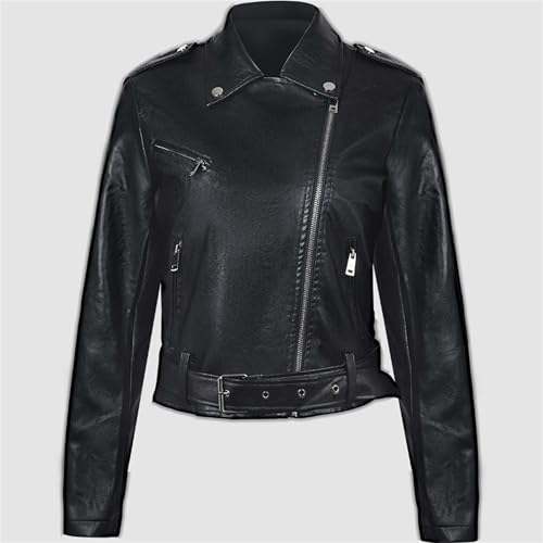 Blouson bomber ajusté similicuir femme noir pour structurer la silhouette