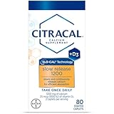Citracal Slow Release- Calcium 1200 mg with Vitamin D3, Magnesium, Calcium Supplement, Bone Health Support, Take Once Daily Caplet, 80 Count