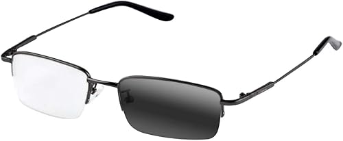 Miniatura 1 de Hombres Gris Metal Medio Borde Bifocal Gafas De Lectura Transición Fotocómica Sun Rrader
