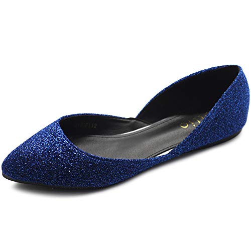 Ollio Women's Shoes Glitter Casual Comfort Light Pointed Toe Ballet Flats F112