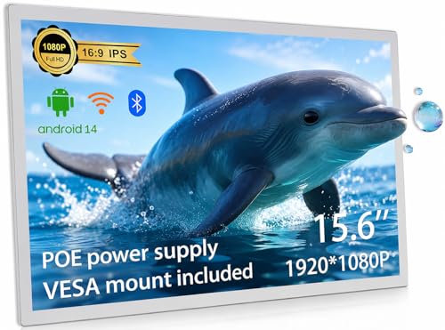 Image of Slim Edge 15.6 inch Android 14 RK3576S Octa-core Digital Signage, Wall Mount 1080P IPS Touch Screen Tablet with POE, 4G+64G, Smart Home Control Panel Surveillance Monitor (NO Battery NO Camera)