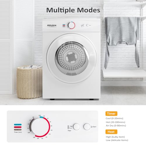 ROVSUN 25LBS Full Automatic Washing Machine and 1.8CuFt Portable Clothes Dryer Set, Compact Laundry Washer and Dryer Combo Set with Stainless Steel Inner Tub, for Apartment, Dorms, Home