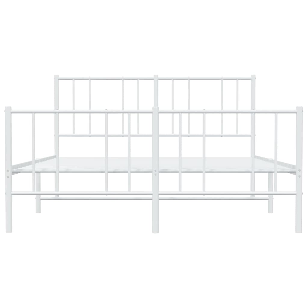 Telaio letto con testiera e pediera in metallo bianco 120 x 190 cm Cornice da letto per soggiorno Telaio per camera da letto Struttura del letto dell'hotel Adatto per camera da letto