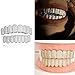 AISGRIL Grillz Grills Teeth 18K Gold Plated Inlaid Zircon Hip Hop Grillz Full Diamond Teeth Top & Bottom for Men Women Halloween Christmas