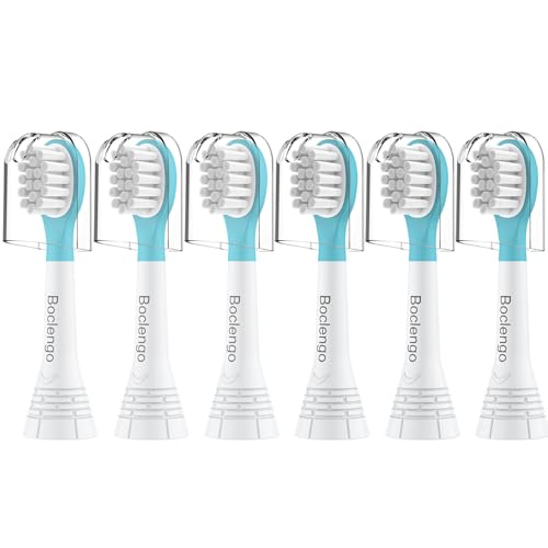 Boclengo Kids Replacement Heads for Philips Sonicare Kids Toothbrush Heads for Phillips Sonic Care Kid Small Brush HX6032/94 HX6340 Soft Compact Brush Head for 3-7 Child 6 Pcs Blue