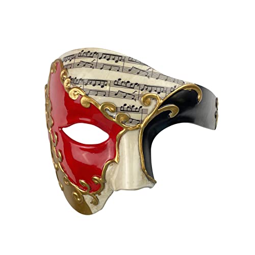 Erythem Masquerade Mask for Men Phantom of The Opera Half Face Mask Venetian Phantom Mask for Halloween Costume Party (Red Encounter)