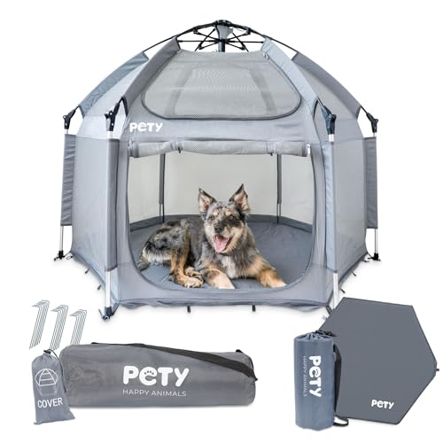 Parc pour Chien pliable 150x100 cm avec tapis et toit UV amovible PETY - 2