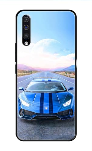 Image of Metal TPU Printed Back Cover for Samsung Galaxy A50 | A50s (Car with Moon View) 360 Degree Protection | Camera Protection -25092024(AR)