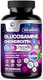 Glucosamine Chondroitin MSM Joint Supplement 2100mg - with Glucosamine Sulfate, Turmeric, Boswellia, Quercetin & Bromelain – Nature's Extra Strength Flexibility, Mobility & Joint Support 120 Capsules