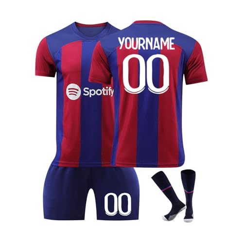 Barcelona Camiseta Fútbol 24/25/26 Personalizadas para Hombres Niño DIY Nombre Número, equipación Fútbol con Conjunto Top Pantalón Corto y Calcetines Regalo de Fútbol