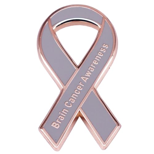 Image of Brain Cancer Awareness Enamel Pin Brain Cancer Ribbon Brooch Lapel Pin Gray Ribbon Pin for Cancer Survivors