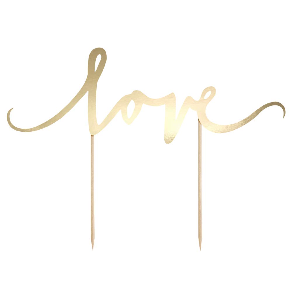 Partydeco Gold Cake Figurine/Cake Topper "Love” 17 Cm