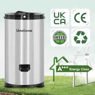 Spin Dryer 6kg by Umelome, Energy&Power Saving Spinner 2800 RPM Clothes Dryer, Energy Efficiency Class: A+++, Gravity Drain dryer, Silvery [Energy Class A+++]