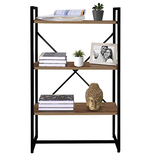 Image of About Space 3-Tier Book Shelf (3.5 ft) - Multipurpose Wooden Utility Rack with Metal Frame & Adjustable Bush - DIY Open Display Rack /Shelf Storage Organizer Stand