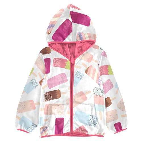 OTVEE Colored Ice Cream Popsicle Kids Hoodie Jacket Fall Spring Full Zip Warm Outwear Coat