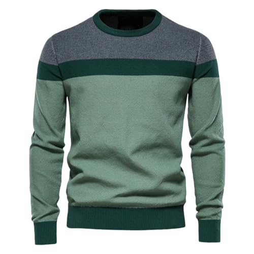 Suéter de punto para hombre con cuello redondo y manga larga de otoño