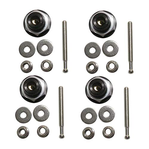 4X Quick Release Hood Pins - Push Button Aluminum Latches For Car Bonnet Or Bumper, Carbon Look