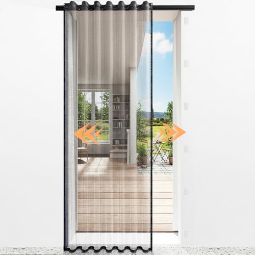 Retractable Screen Door with Track, Smooth Sliding Left or Right, Fits Door Size 36 x 80 Inch, Fiberglass Mesh, Single Panel, Sliding Screen Door for Front Back Patio French