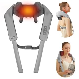 Neck and Shoulder Massager for Pain Relief,Electric Massager with Heat,Cordless 6D Deep Tissue Kneading Massage,Shiatsu Massager to Relieve Neck,Shoulder,Back,Waist,Leg Muscle Soreness(Grey)
