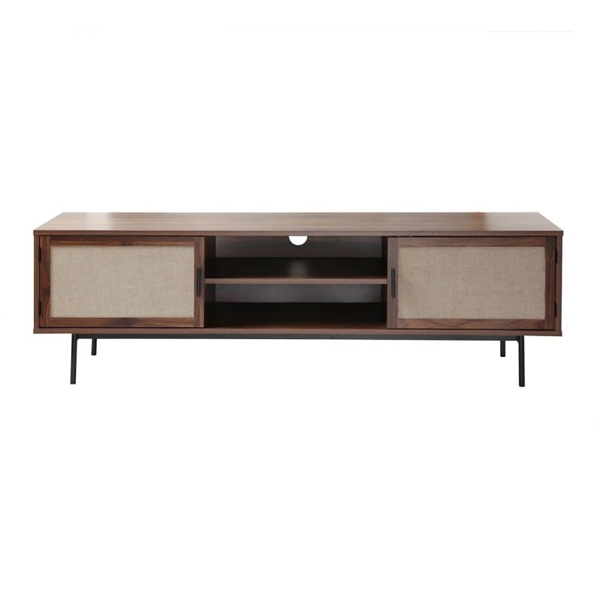 Calicosy Meuble TV décor Noyer tissu véritable - L 140 cm - Pratique - Peu encombrant - Salon - 39,​5 cm x 140 cm x 45 cm