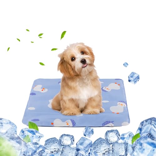 DEWEL Tappetino Refrigerante Cani e Gatti, Materassino Cane 50 x 65 cm, Adatto per Animali Domestici di Peso Inferiore a 15 kg, Raffreddamento Estivo del Lettino per Cani, Motivo Anatra Viola