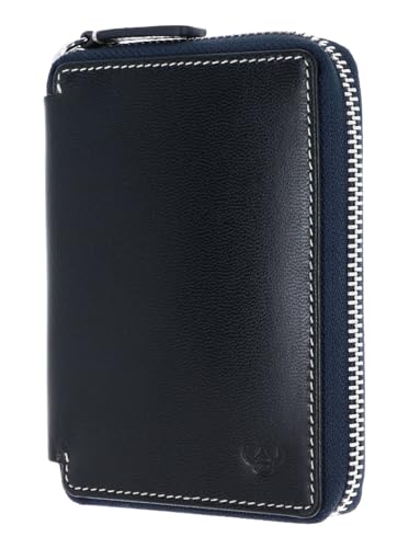 Porte-monnaie Bari Golden Head pour protéger vos cartes bancaires en cuir marine